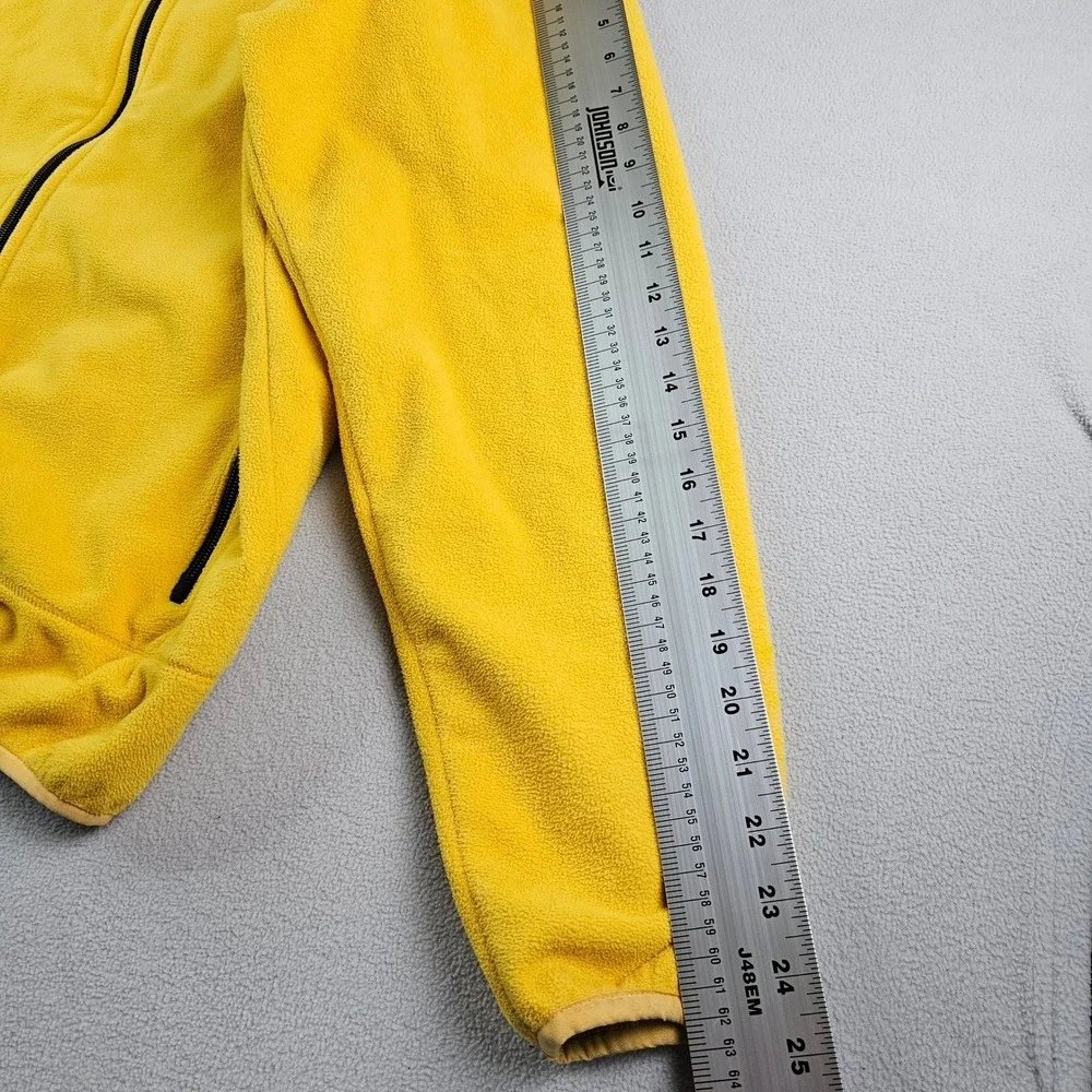 Lands' End Fleece Jacket Mens L Yellow Full Zip Mock Neck Outdoor‎ Casual